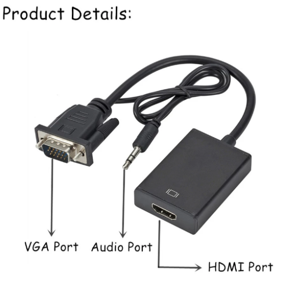 Adaptador Vga A Hdmi + Audio, Convertidor Para Pc Y Portátil - Imagen 2