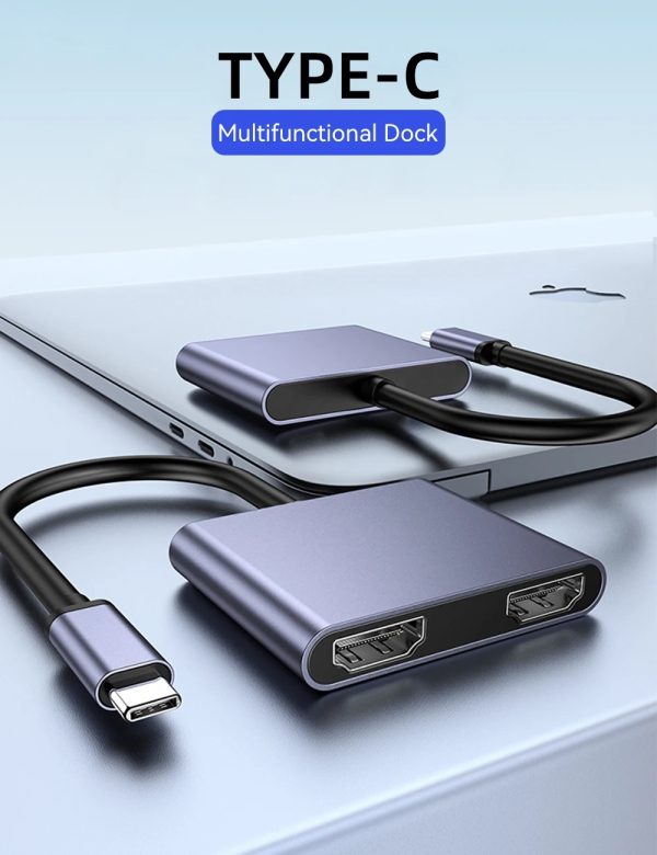 Adaptador Tipo C Doble Hdmi 4k V3 iPad Mac Android Windows - Imagen 2