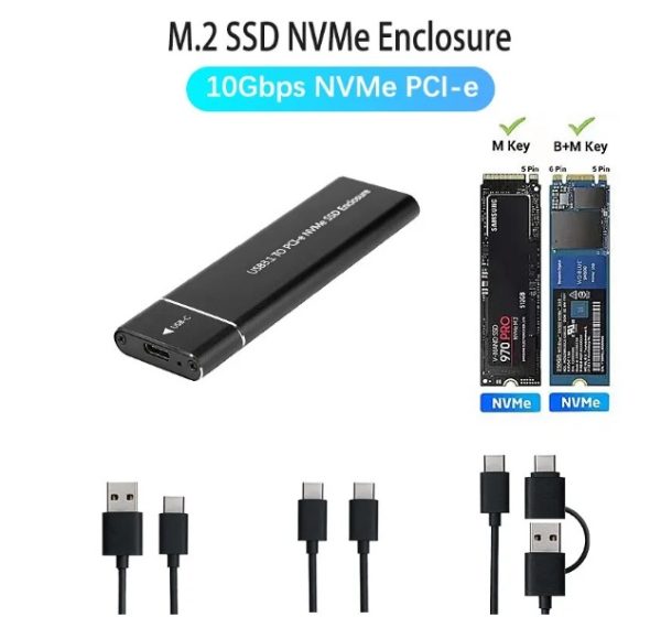 Caja Externa Case Ssd Disco Sólido Usb 3 Nvme M.2 M2 Certify - Imagen 3