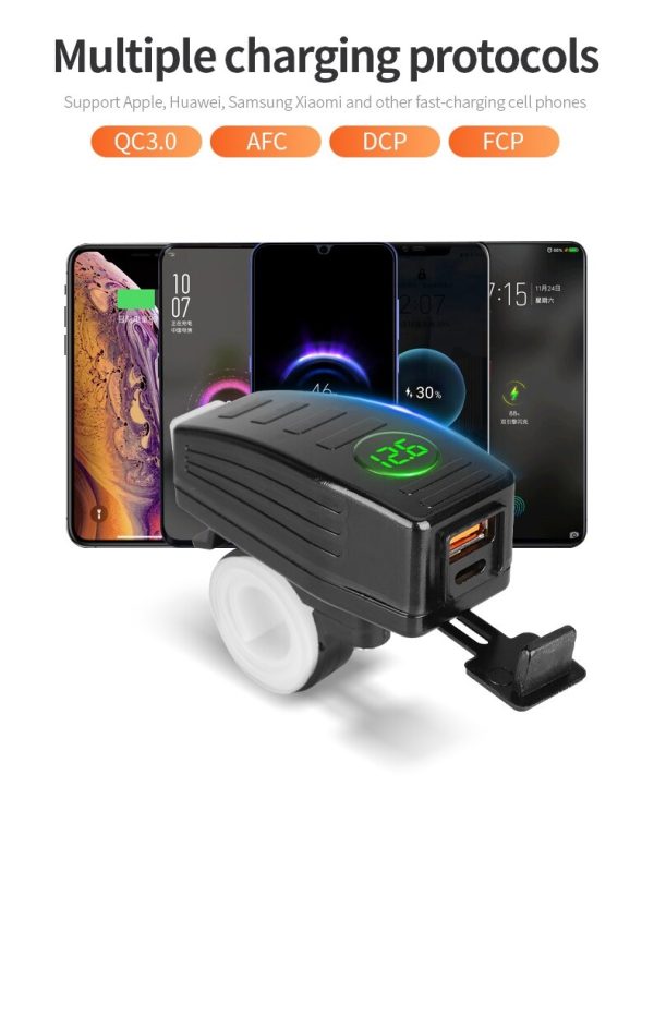Cargador Celular Carga Rápida Moto Tipo C Usb Impermeable - Imagen 8