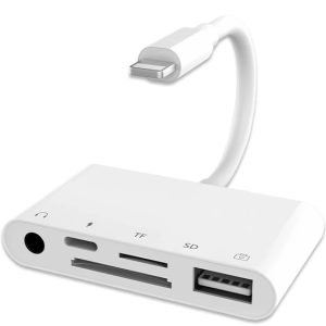 Adaptador Lightning Audio Carga Sd Tf Usb Compatible iPhone