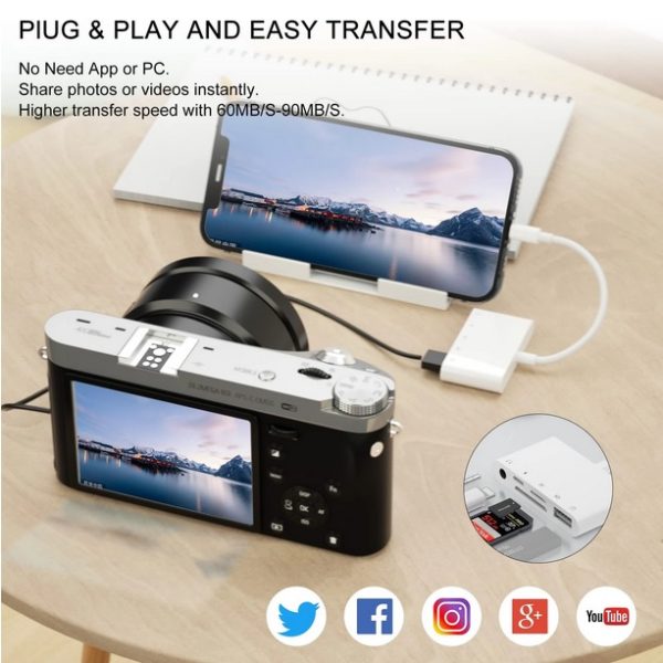 Adaptador Lightning Audio Carga Sd Tf Usb Compatible iPhone - Imagen 2