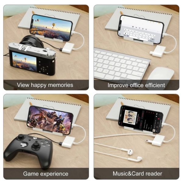 Adaptador Lightning Audio Carga Sd Tf Usb Compatible iPhone - Imagen 4