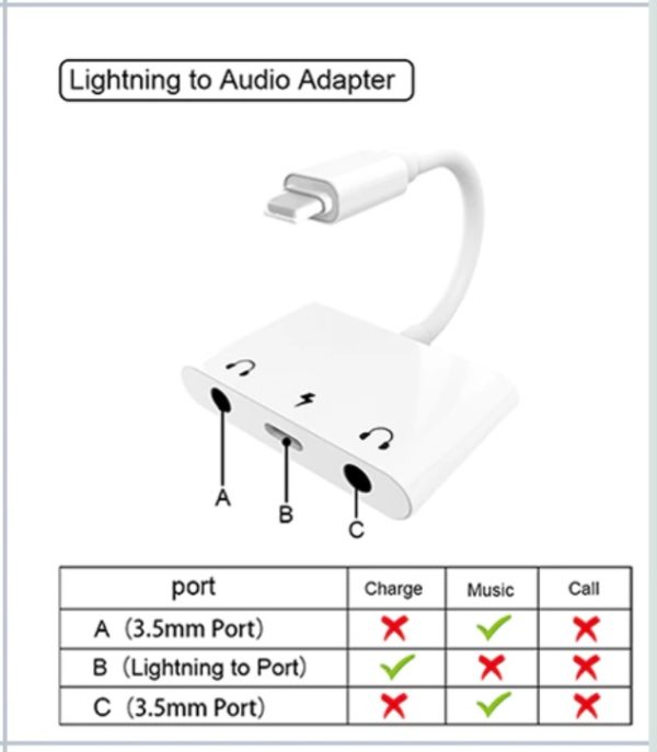 Adaptador Lightning Dual Audio Carga Compatible iPad iPhone - Imagen 2