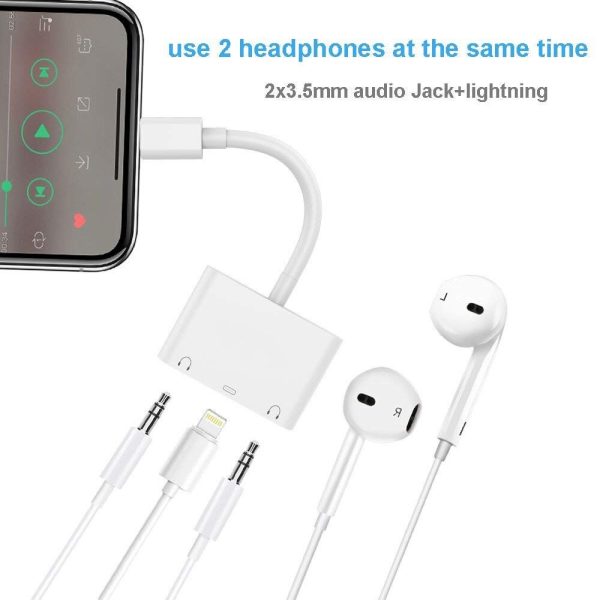 Adaptador Lightning Dual Audio Carga Compatible iPad iPhone - Imagen 3