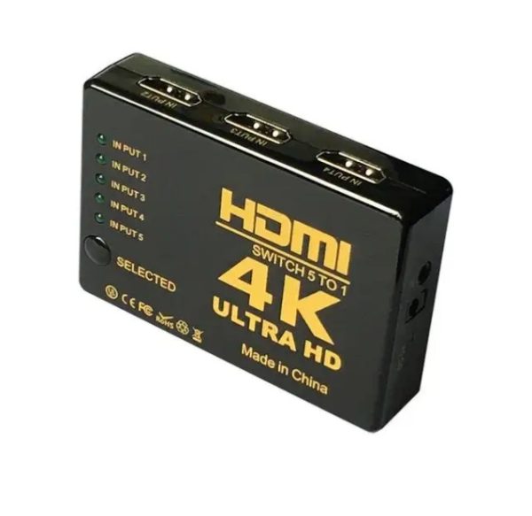 Switch Multiplicador Hdmi Splitter 5x1 4k Un Año Garantía