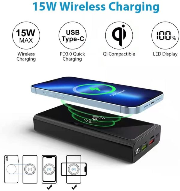 Power Bank Carga Rápida Tipo C Power Delivery MagSafe Wireless 20k - Imagen 3