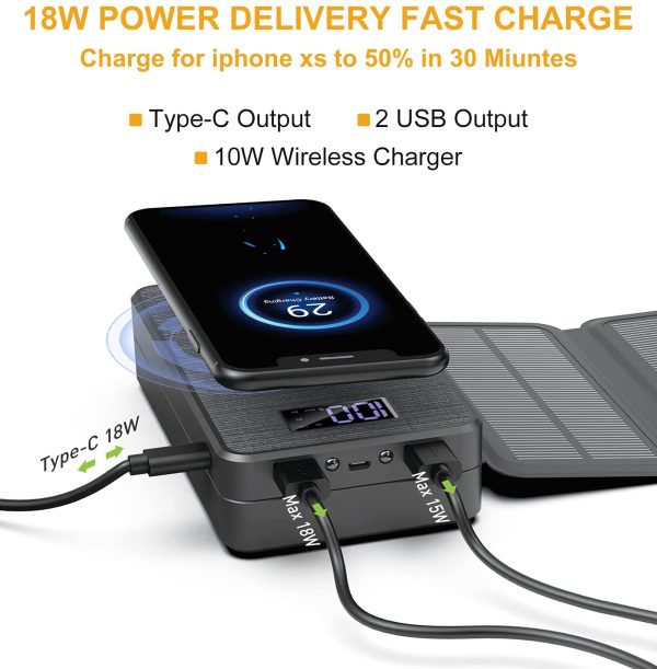 Power Bank Solar Carga Rápida Tipo C Power Delivery Wireless - Imagen 4